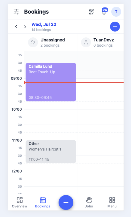 The calendar on a phone