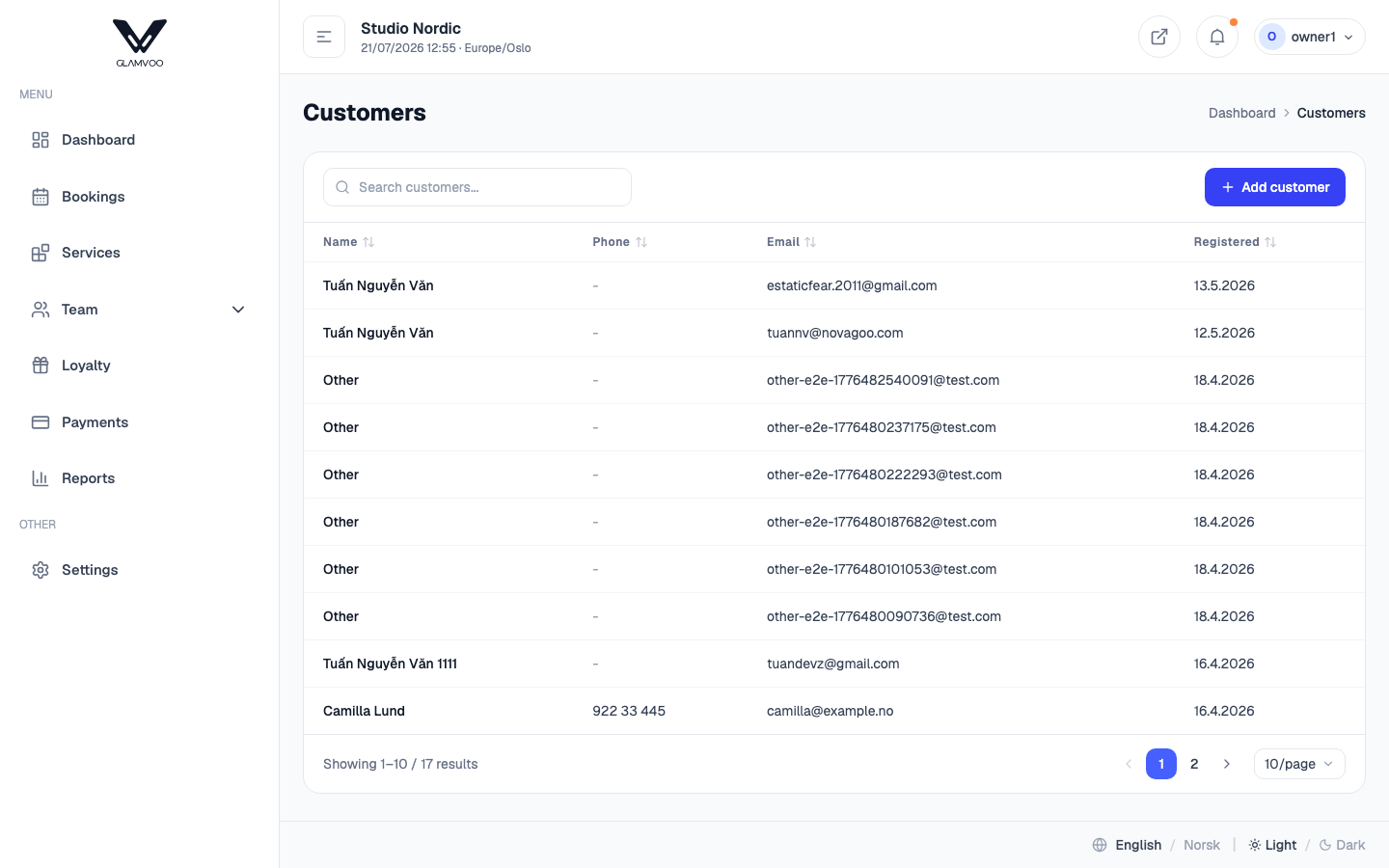 Your customer list