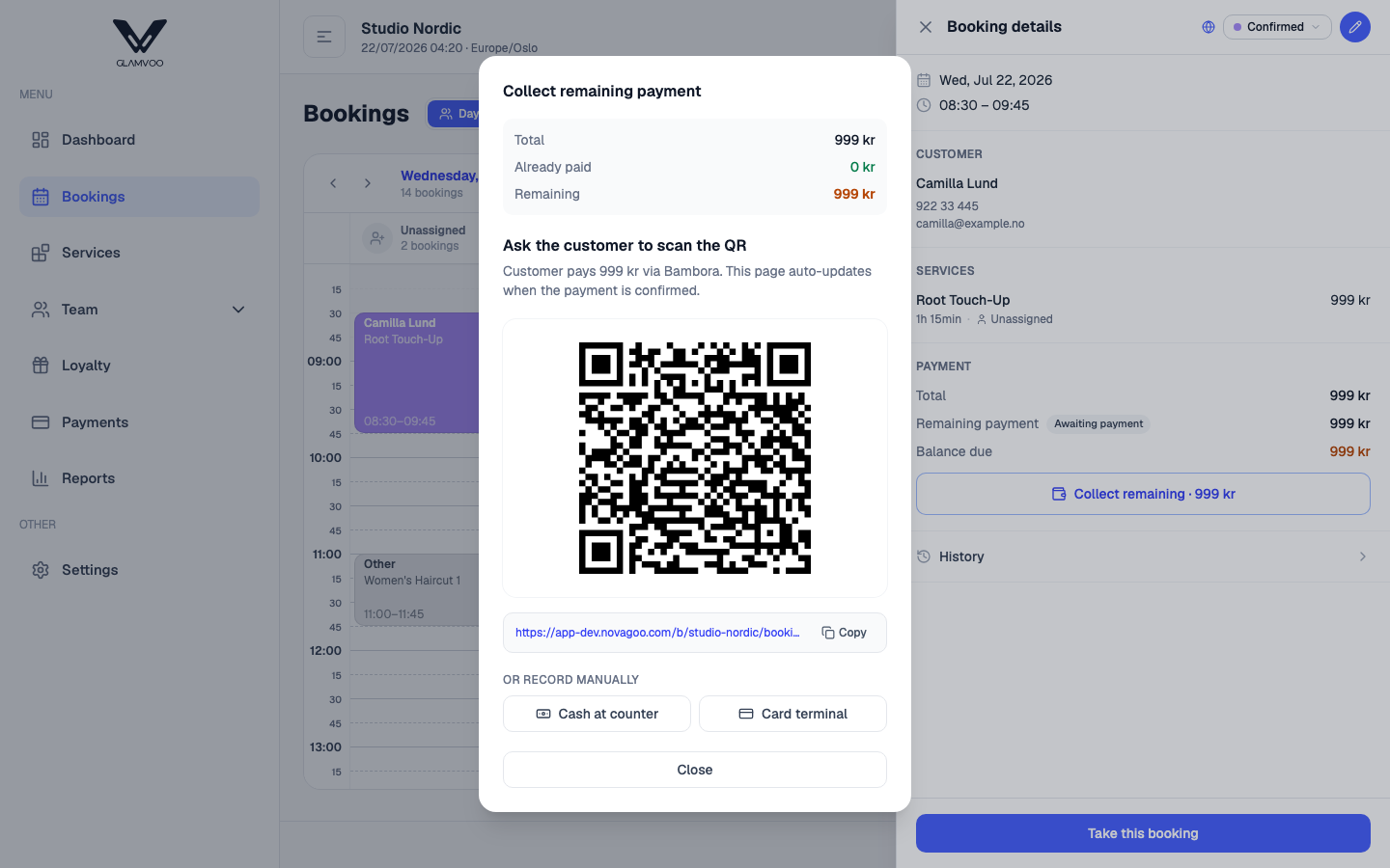 Taking a payment