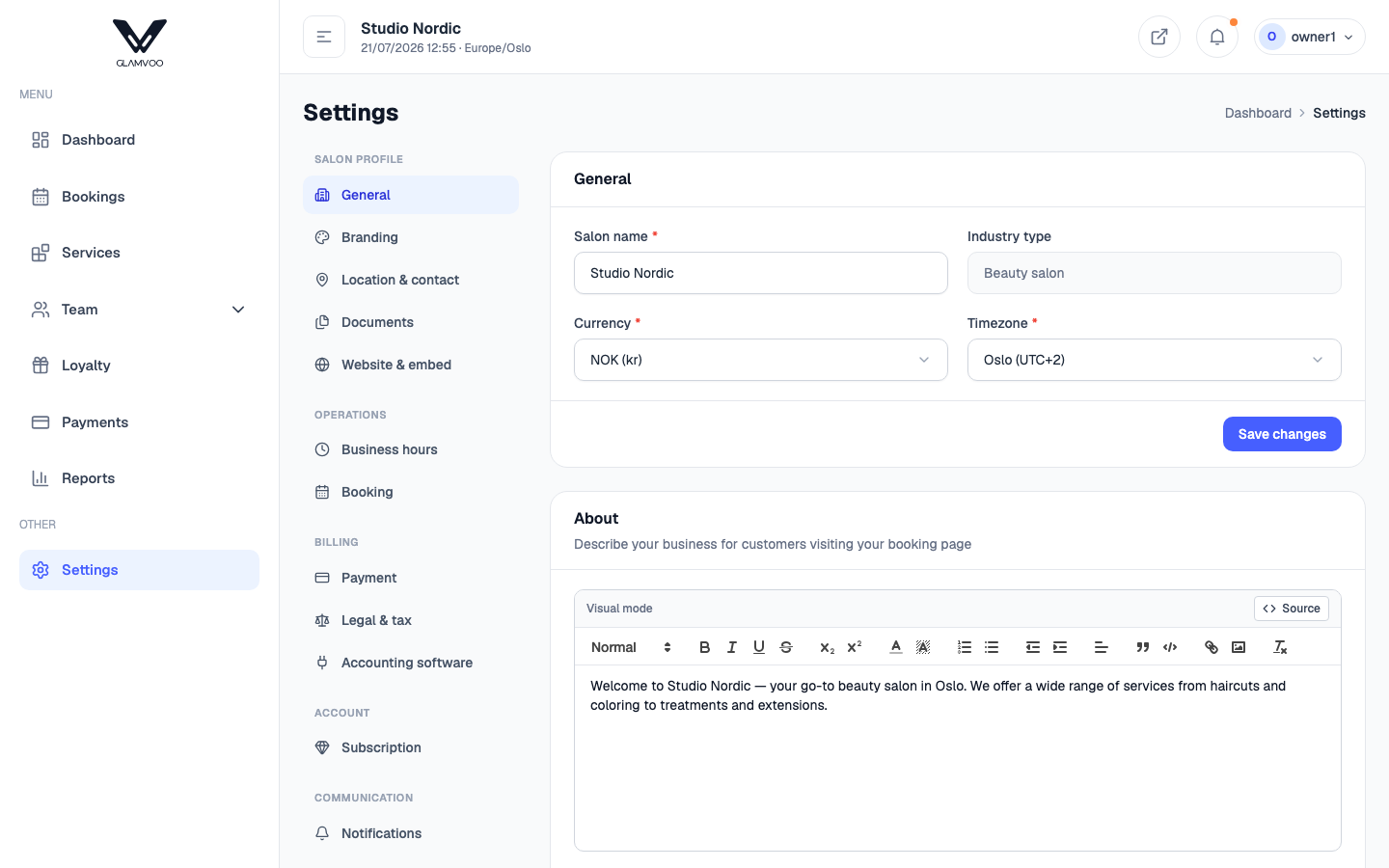 General settings