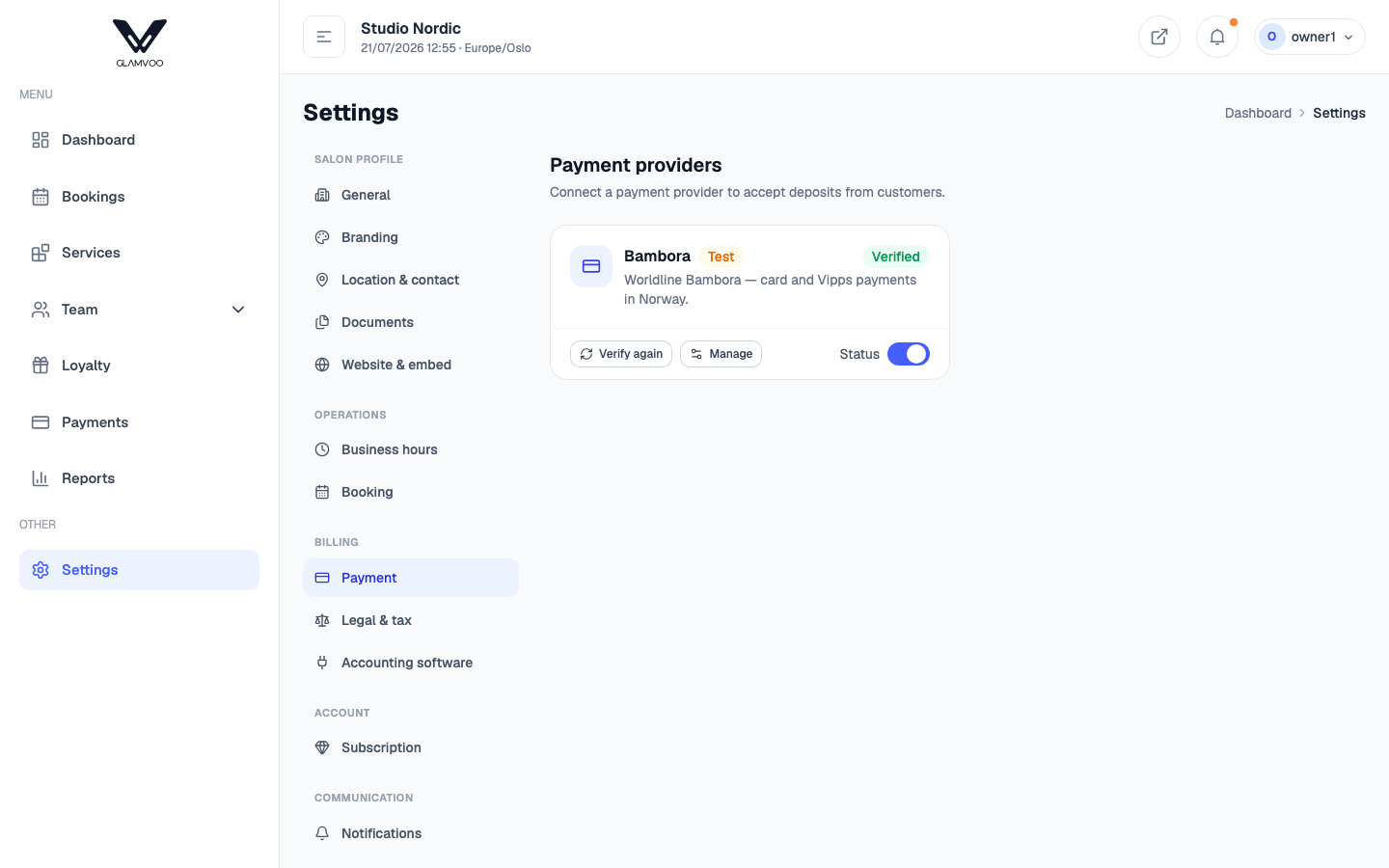 Payment settings