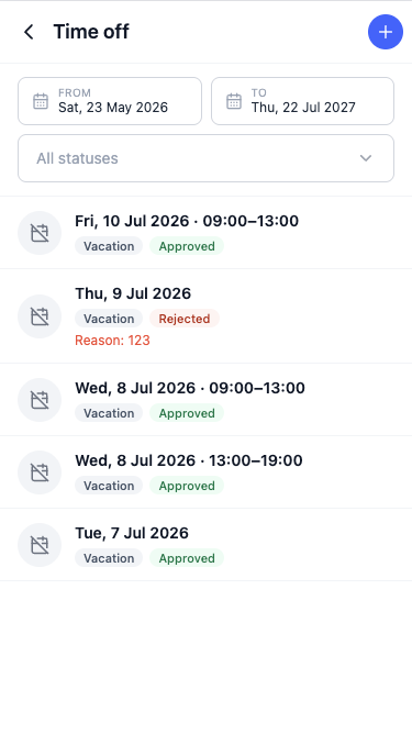 A staff time-off request